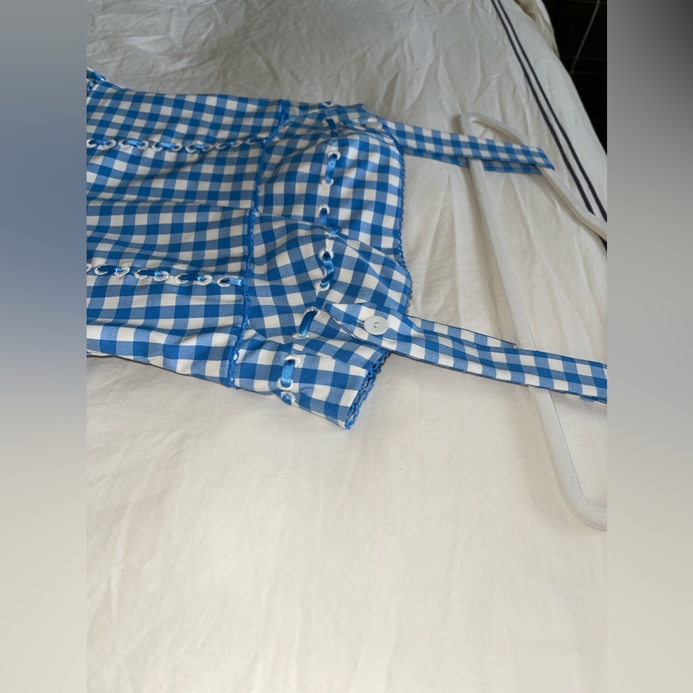 House of CB Blue and White Gingham Midi Dress - Picture 7 of 9